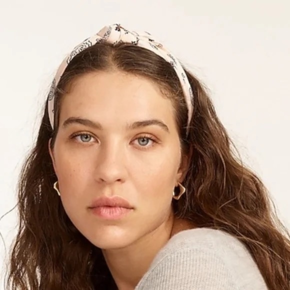 J. Crew Silk Knot Pink Bandana Print Headband - Picture 3 of 3